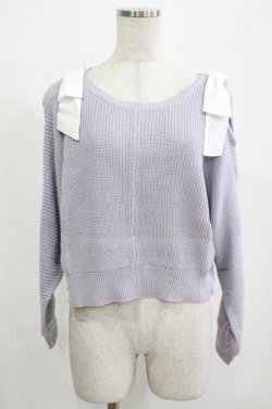 画像1: Amavel / 肩あきリボンニット Free ラベンダー H-25-12-12-1063-CA-TO-NS-ZH