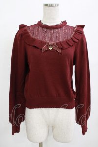Amavel / レース切替ニットプルオーバー Free ボルドー H-25-12-12-1066-CA-TO-NS-ZH