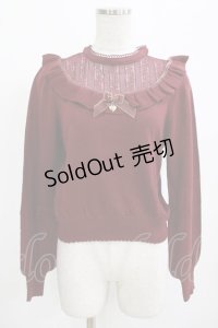 Amavel / レース切替ニットプルオーバー Free ボルドー H-25-12-12-1066-CA-TO-NS-ZH