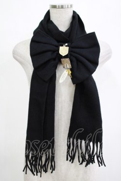 画像1: Amavel / プレート付きリボンストール  ブラック H-25-12-12-1074-CA-ZA-NS-ZH