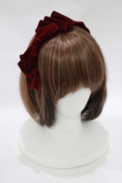 画像1: axes femme kawaii / ベロアリボンカチューシャ  ワイン H-25-12-12-1078-AX-AC-NS-ZH