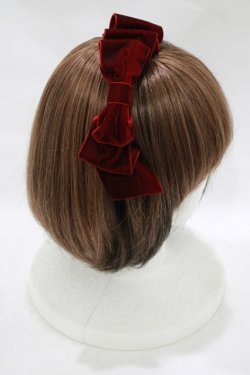 画像2: axes femme kawaii / ベロアリボンカチューシャ  ワイン H-25-12-12-1078-AX-AC-NS-ZH