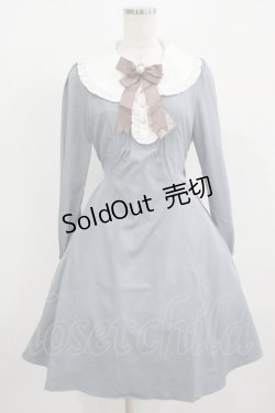 画像1: Amavel / フリルクラシカル フィット&フレア ワンピース Free ブルー H-25-12-12-1014-CA-OP-NS-ZH