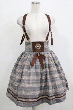 画像1: Amavel / チェック配色エンブレム刺繍スカート Free グレー H-25-12-12-1022-CA-SK-NS-ZH