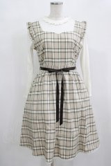 axes femme POETIQUE / チェック×カットソー切替ワンピース M ベージュ H-25-12-12-1023-AX-OP-NS-ZH