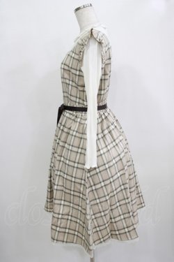 画像2: axes femme POETIQUE / チェック×カットソー切替ワンピース M ベージュ H-25-12-12-1023-AX-OP-NS-ZH
