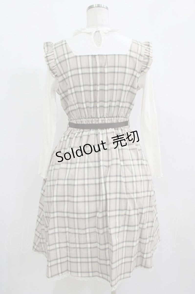 画像3: axes femme POETIQUE / チェック×カットソー切替ワンピース M ベージュ H-25-12-12-1023-AX-OP-NS-ZH (3)
