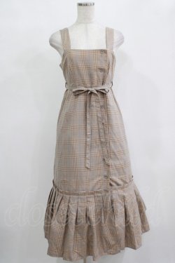 画像1: axes femme POETIQUE / 裾プリーツデザインワンピース M ブラウン H-25-12-12-1003-AX-OP-NS-ZH