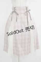 axes femme POETIQUE / レースアッププリーツ切替スカート M ピンク H-25-12-12-1028-AX-SK-NS-ZH