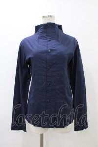 Moi-meme-Moitie / プリーツストレッチブラウス  ブルー H-25-12-12-022-MO-BL-KB-ZH