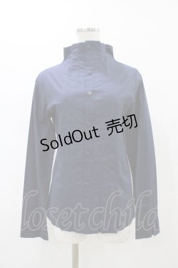 画像1: Moi-meme-Moitie / プリーツストレッチブラウス  ブルー H-25-12-12-022-MO-BL-KB-ZH