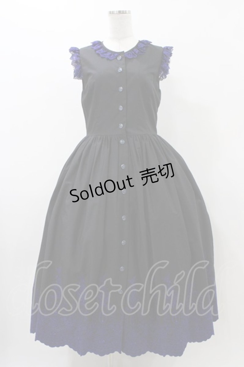 画像1: Moi-meme-Moitie / Rose Garden刺繍サンドレス 9号 黒×青 H-25-12-12-026-MO-OP-KB-ZH (1)