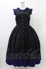 Moi-meme-Moitie / Rose Garden刺繍サンドレス 9号 黒×青 H-25-12-12-026-MO-OP-KB-ZH