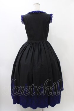 画像2: Moi-meme-Moitie / Rose Garden刺繍サンドレス 9号 黒×青 H-25-12-12-026-MO-OP-KB-ZH