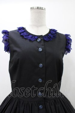 画像4: Moi-meme-Moitie / Rose Garden刺繍サンドレス 9号 黒×青 H-25-12-12-026-MO-OP-KB-ZH