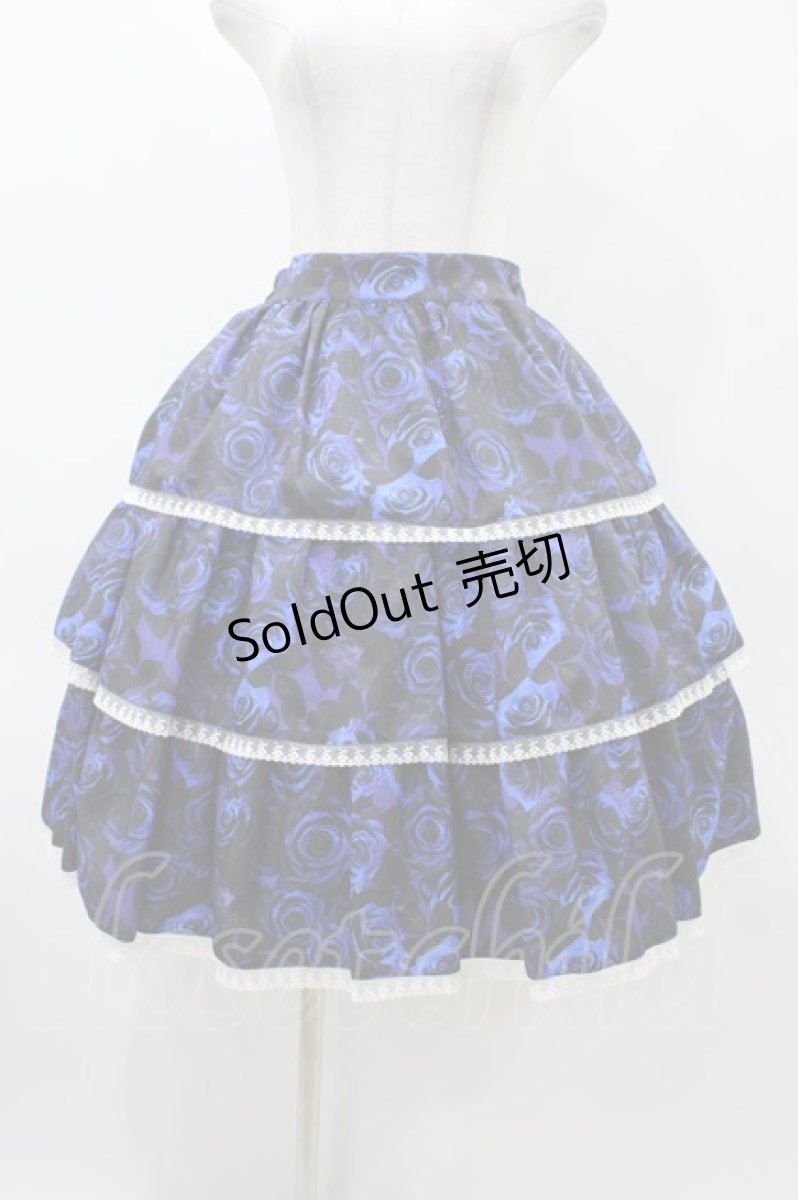画像1: Moi-meme-Moitie / 青薔薇3段ティアードスカート  ブルー H-25-12-12-027-MO-SK-KB-ZH (1)