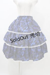 Moi-meme-Moitie / 青薔薇3段ティアードスカート  ブルー H-25-12-12-027-MO-SK-KB-ZH