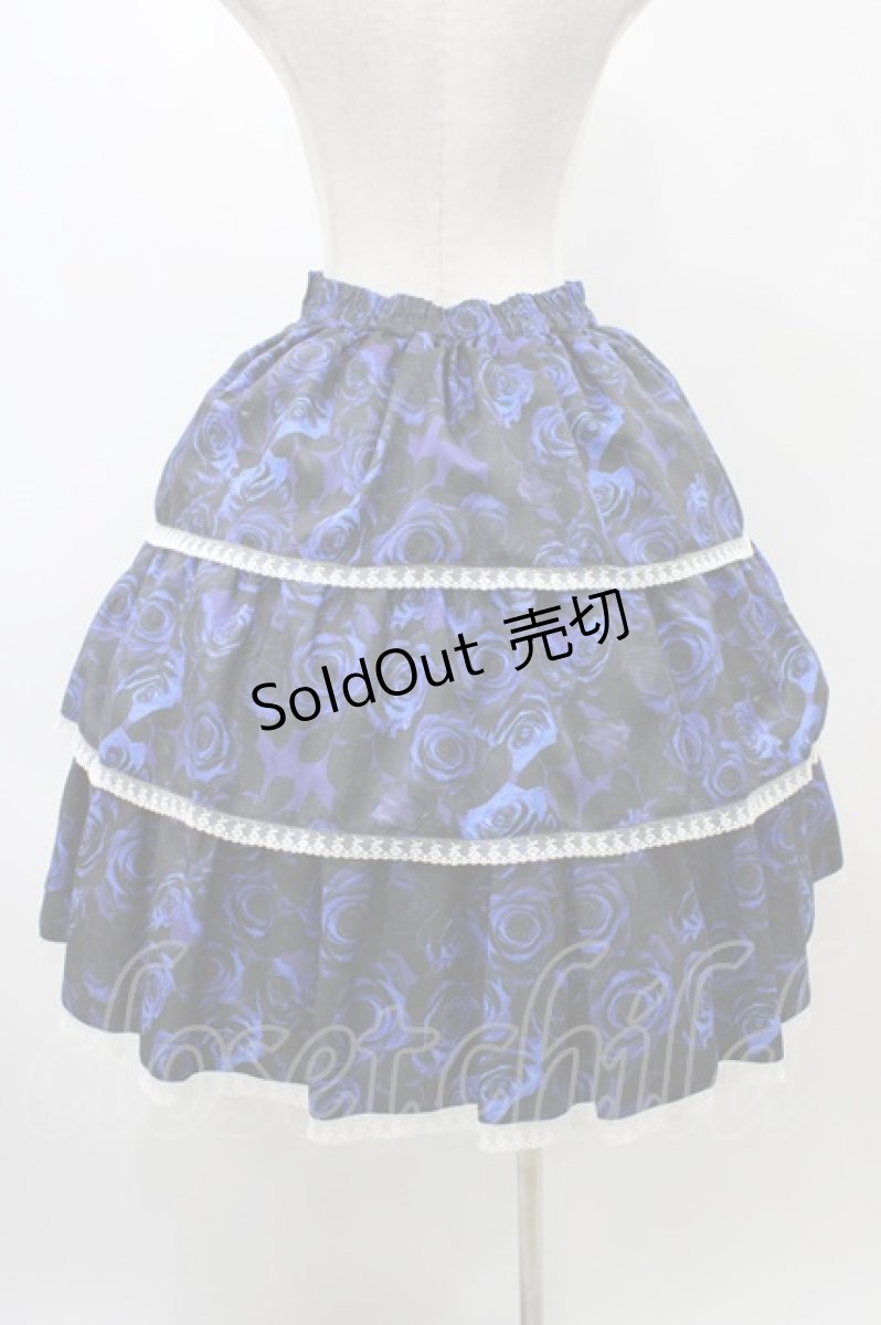 画像2: Moi-meme-Moitie / 青薔薇3段ティアードスカート  ブルー H-25-12-12-027-MO-SK-KB-ZH (2)