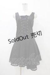 h.Jelly HONEY / フロント編上ワンピース  黒×紫 H-25-12-12-031-HN-OP-KB-ZH