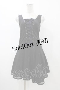 h.Jelly HONEY / フロント編上ワンピース  黒×紫 H-25-12-12-031-HN-OP-KB-ZH