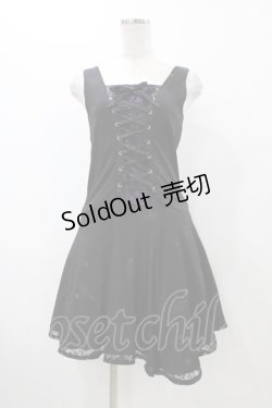 画像1: h.Jelly HONEY / フロント編上ワンピース  黒×紫 H-25-12-12-031-HN-OP-KB-ZH