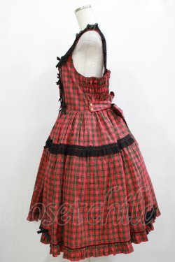 画像2: metamorphose / 【プラスサイズ】Sweetタータンはしごレースフリルジャンパースカート プラスサイズ レッド H-25-12-13-1003-ME-OP-NS-ZH