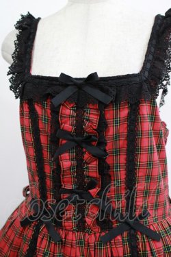 画像4: metamorphose / 【プラスサイズ】Sweetタータンはしごレースフリルジャンパースカート プラスサイズ レッド H-25-12-13-1003-ME-OP-NS-ZH