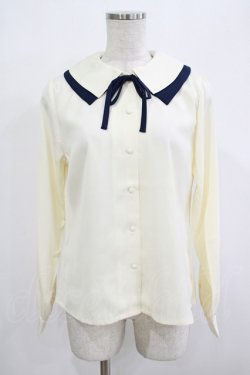 画像1: Fi.n.t / ダブル衿配色タイ付きブラウス Free OFF WHITE H-25-12-13-1036-CA-BL-NS-ZH