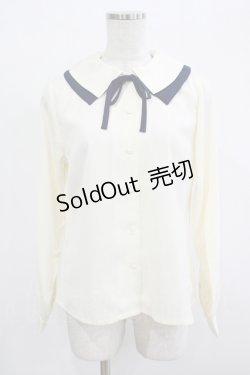 画像1: Fi.n.t / ダブル衿配色タイ付きブラウス Free OFF WHITE H-25-12-13-1036-CA-BL-NS-ZH