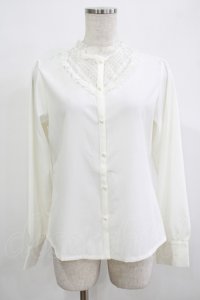 an another angelus / ストライプレースヨークブラウス Free OFF WHITE H-25-12-13-1038-CA-BL-NS-ZH