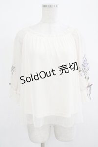 an another angelus / スミレ刺繍チュールブラウス Free OFF WHITE H-25-12-13-1042-CA-BL-NS-ZH