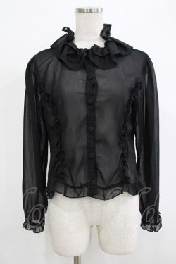 画像1: metamorphose / シフォンフリルブラウス Free ブラック H-25-12-13-1044-ME-BL-NS-ZH
