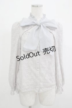 画像1: evelyn / ボウタイレーストップス Free アイスグレー H-25-12-13-1045-LO-TO-NS-ZH