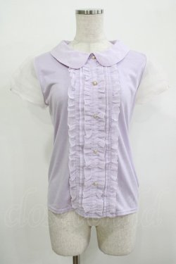 画像1: axes femme / オーガンジー切替トップス M ラベンダー H-25-12-13-1046-AX-TO-NS-ZH