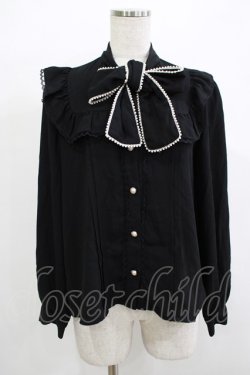 画像1: Ank Rouge / パールリボンタイブラウス M ブラック H-25-12-13-1048-CA-BL-NS-ZH