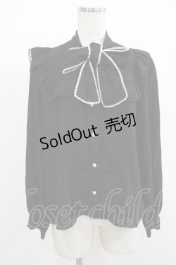 画像1: Ank Rouge / パールリボンタイブラウス M ブラック H-25-12-13-1048-CA-BL-NS-ZH