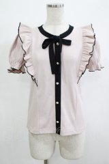 Ank Rouge / リボンタイ配色リブ M ピンク/ブラック H-25-12-13-1049-CA-TO-NS-ZH