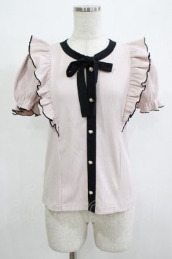 画像1: Ank Rouge / リボンタイ配色リブ M ピンク/ブラック H-25-12-13-1049-CA-TO-NS-ZH