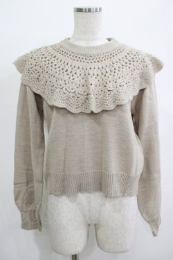 画像1: Fi.n.t / ドイリー風ケープ付きニットプルオーバー Free BEIGE H-25-12-13-1050-CA-TO-NS-ZH