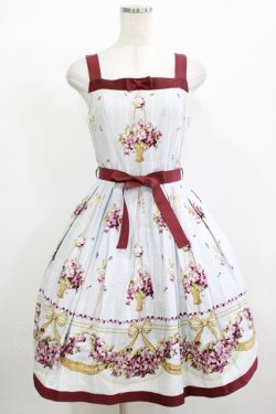 画像1: Innocent World / 邸宅のすみれグログランリボンジャンパースカート M サックス H-25-12-13-1005-IW-OP-NS-ZH