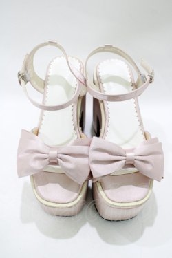 画像1: DearMyLoveRose / ビッグリボン厚底サンダル 22.5cm ピンク H-25-12-13-1076-EL-SH-NS-ZH
