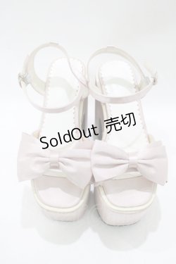 画像1: DearMyLoveRose / ビッグリボン厚底サンダル 22.5cm ピンク H-25-12-13-1076-EL-SH-NS-ZH