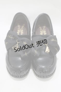 画像1: Amavel / 喫茶アマベルのショコラトリーローヒールローファーパンプス S/22.5-23cm ブラック H-25-12-13-1077-CA-SH-NS-ZH