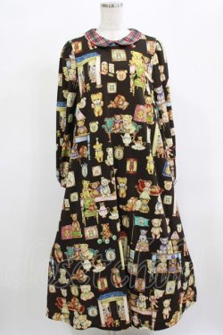 画像1: yukiemon / ベア部屋柄ワンピース M ブラウン H-25-12-13-1017-LO-OP-NS-ZH