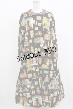 画像1: yukiemon / ベア部屋柄ワンピース M ブラウン H-25-12-13-1017-LO-OP-NS-ZH