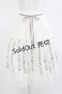 an another angelus / スミレ刺繍チュールスカート Free OFF WHITE H-25-12-13-1018-CA-SK-NS-ZH