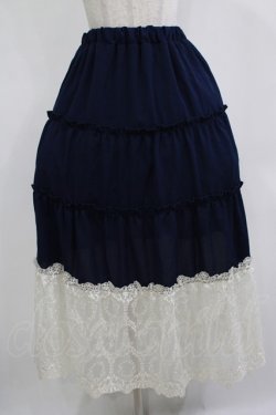 画像1: axes femme / 裾レースティアードスカート M ネイビー H-25-12-13-1019-AX-SK-NS-ZH
