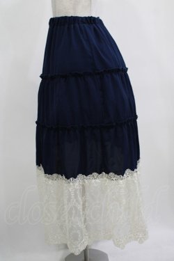 画像2: axes femme / 裾レースティアードスカート M ネイビー H-25-12-13-1019-AX-SK-NS-ZH
