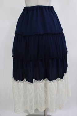 画像3: axes femme / 裾レースティアードスカート M ネイビー H-25-12-13-1019-AX-SK-NS-ZH