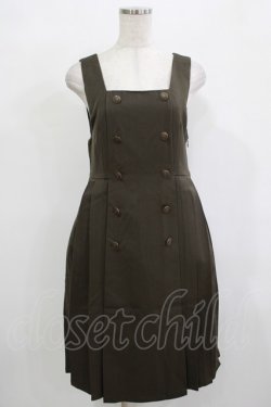 画像1: Fi.n.t / エンブレム釦プリーツジャンパースカート Free KHAKI H-25-12-13-1020-CA-OP-NS-ZH